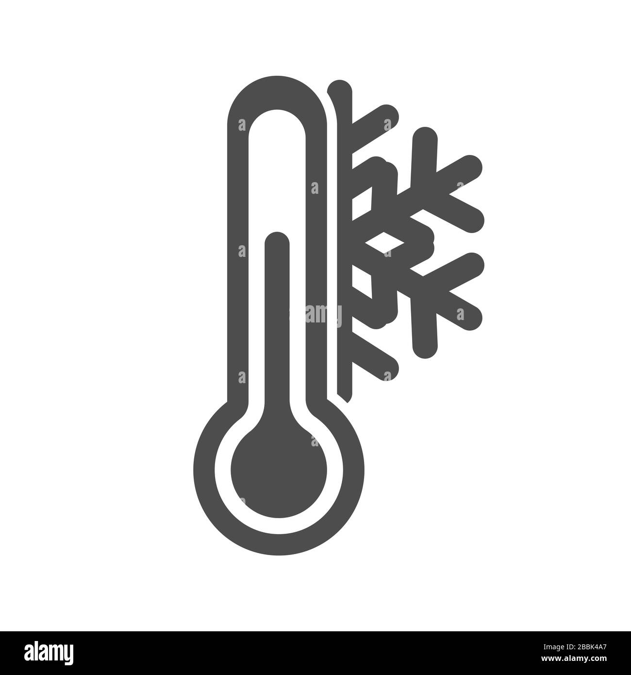 Icona di un termometro con fiocco di neve. Tempo freddo. Semplice illustrazione dello stock di vettori piatti. Illustrazione Vettoriale