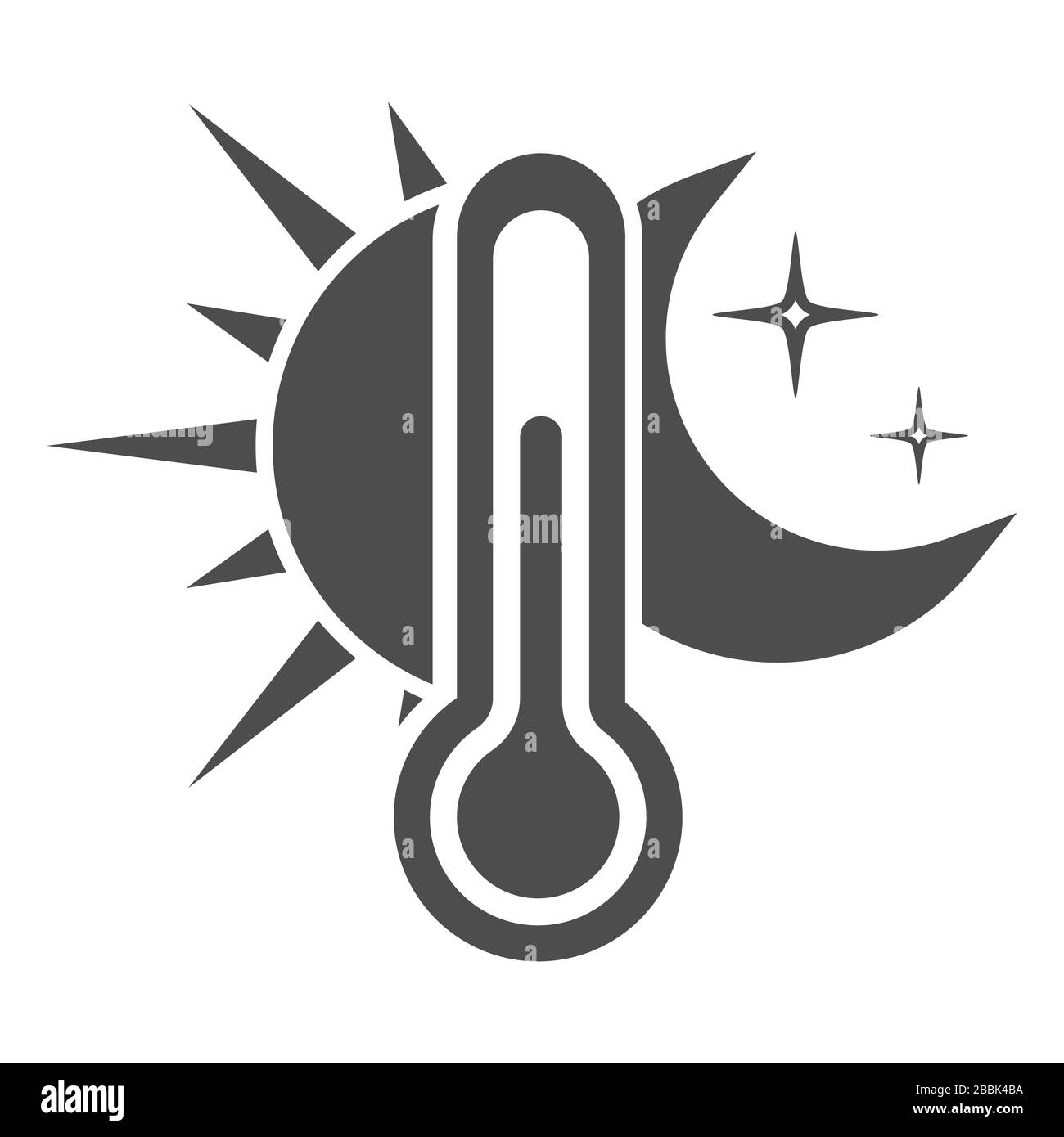 Icona del termometro con il sole e la luna. Temperatura giorno e notte. Semplice illustrazione dello stock di vettori piatti. Illustrazione Vettoriale