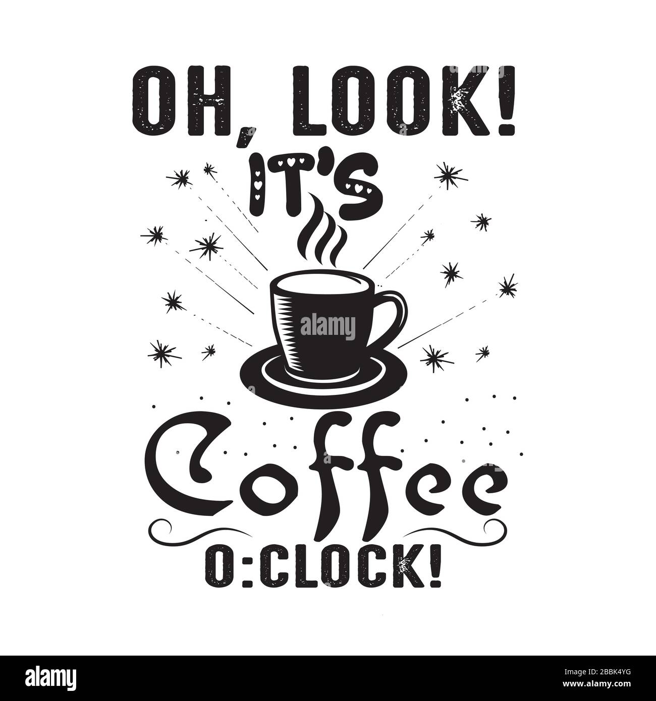 Preventivo di caffè. Oh, guarda che s coffee o orologio. Illustrazione Vettoriale