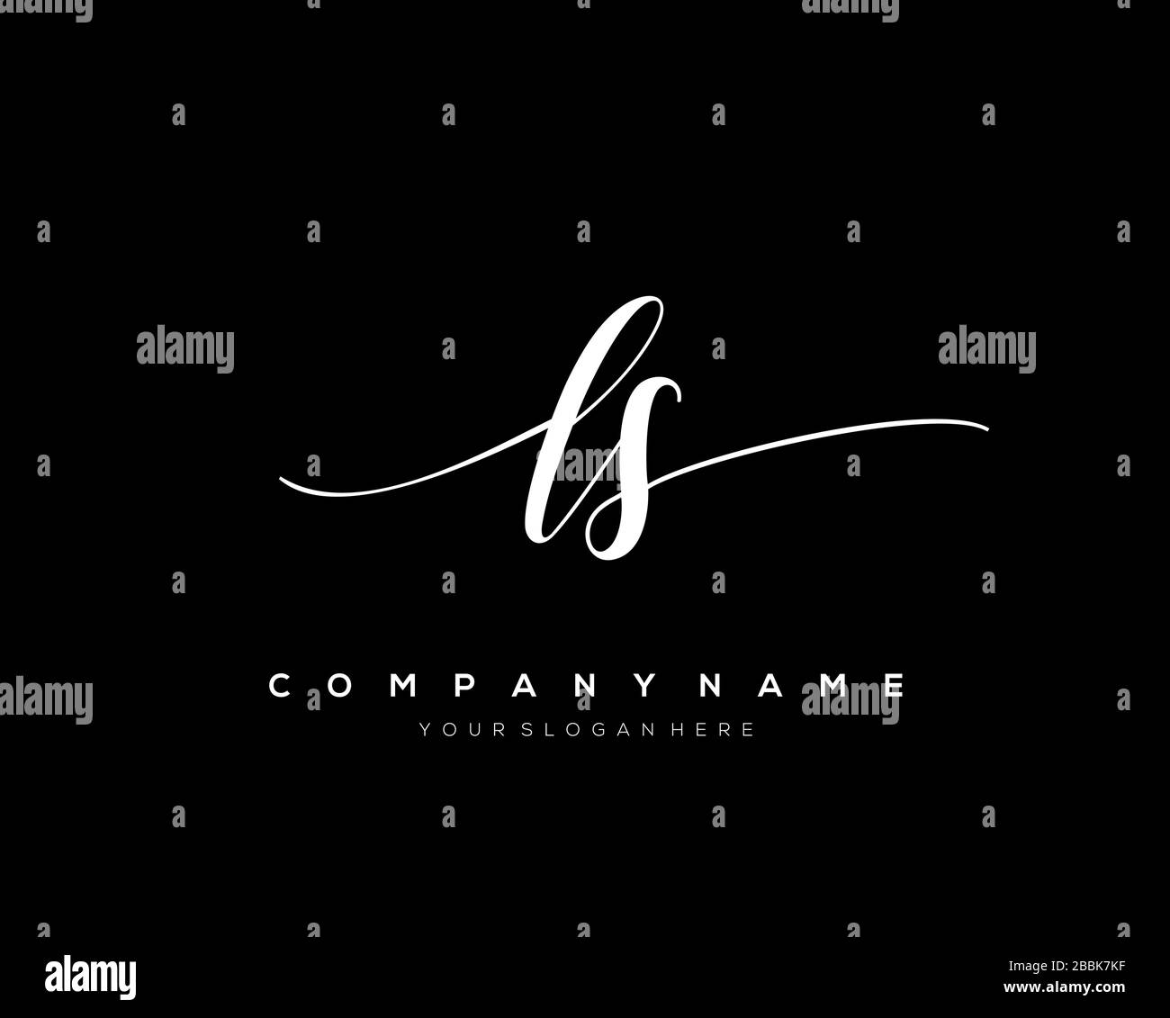 LS lettera iniziale logo calligrafia vettore modello disegnato a mano, logo per la bellezza, cosmetici, matrimoni, moda e business Illustrazione Vettoriale