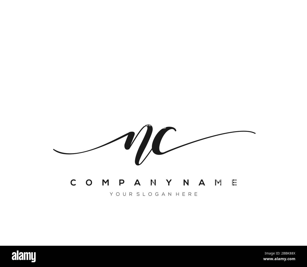 NC lettera iniziale logo lettera disegnato a mano modello vettore, logo per la bellezza, cosmetici, matrimoni, moda e business Illustrazione Vettoriale