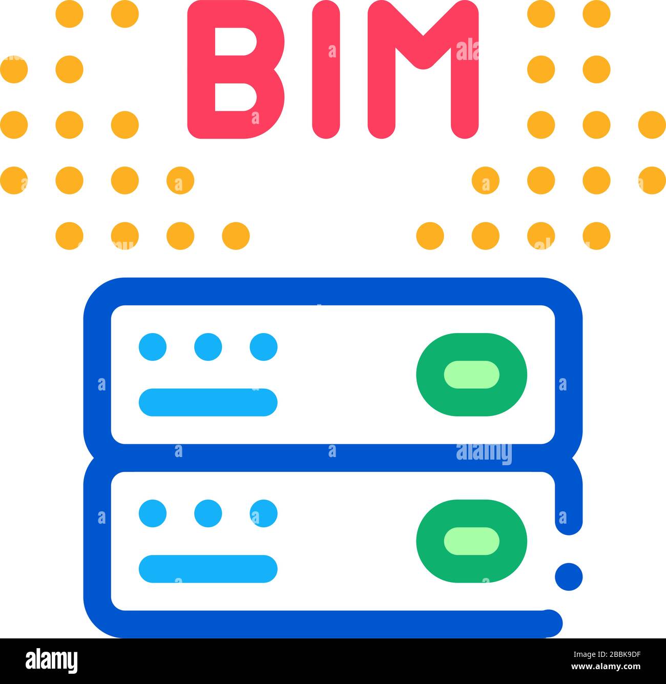illustrazione del contorno del vettore dell'icona di modellazione delle informazioni di costruzione Illustrazione Vettoriale