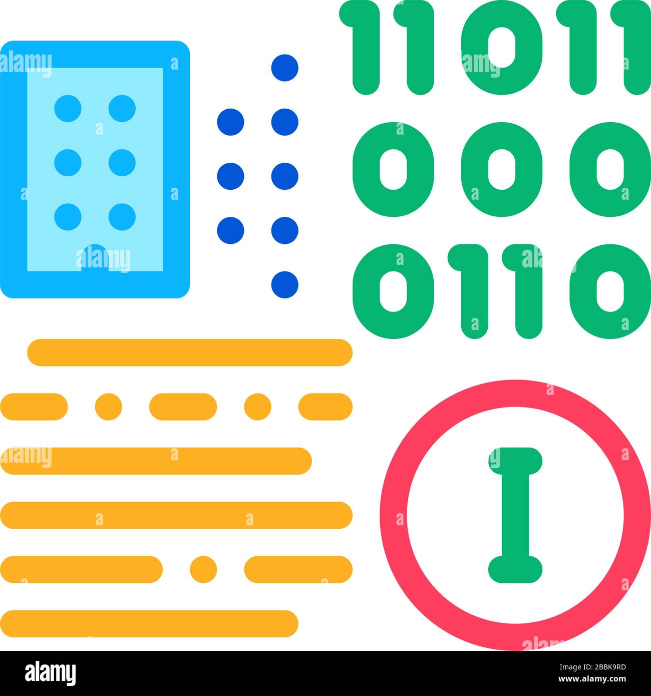 illustrazione del contorno vettoriale dell'icona informazioni binarie Illustrazione Vettoriale