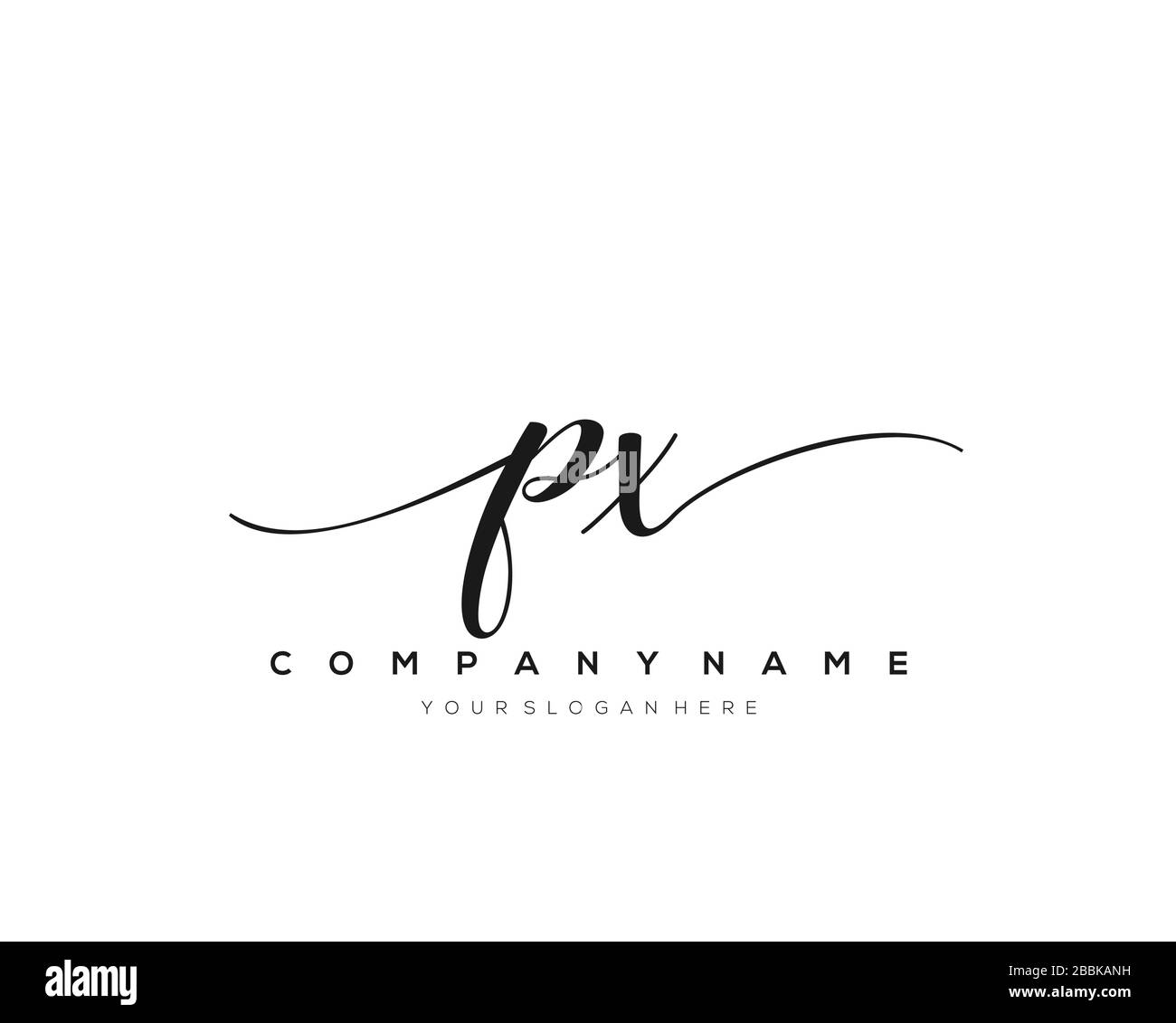 PX lettera iniziale logo lettera disegnato a mano modello vettore, logo per la bellezza, cosmetici, matrimoni, moda e business Illustrazione Vettoriale