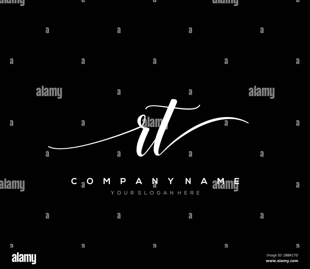 RT lettera iniziale logo calligrafia vettore modello disegnato a mano, logo per bellezza, cosmetici, nozze, moda e business Illustrazione Vettoriale