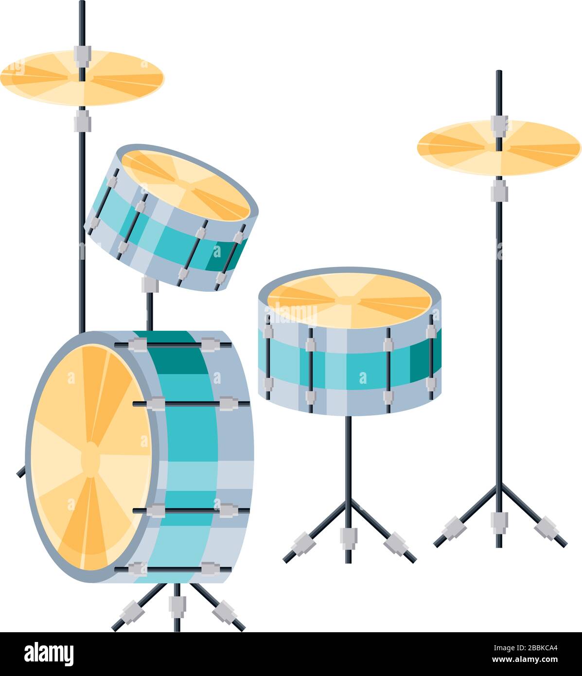 kit batteria musicale su sfondo bianco disegno vettoriale