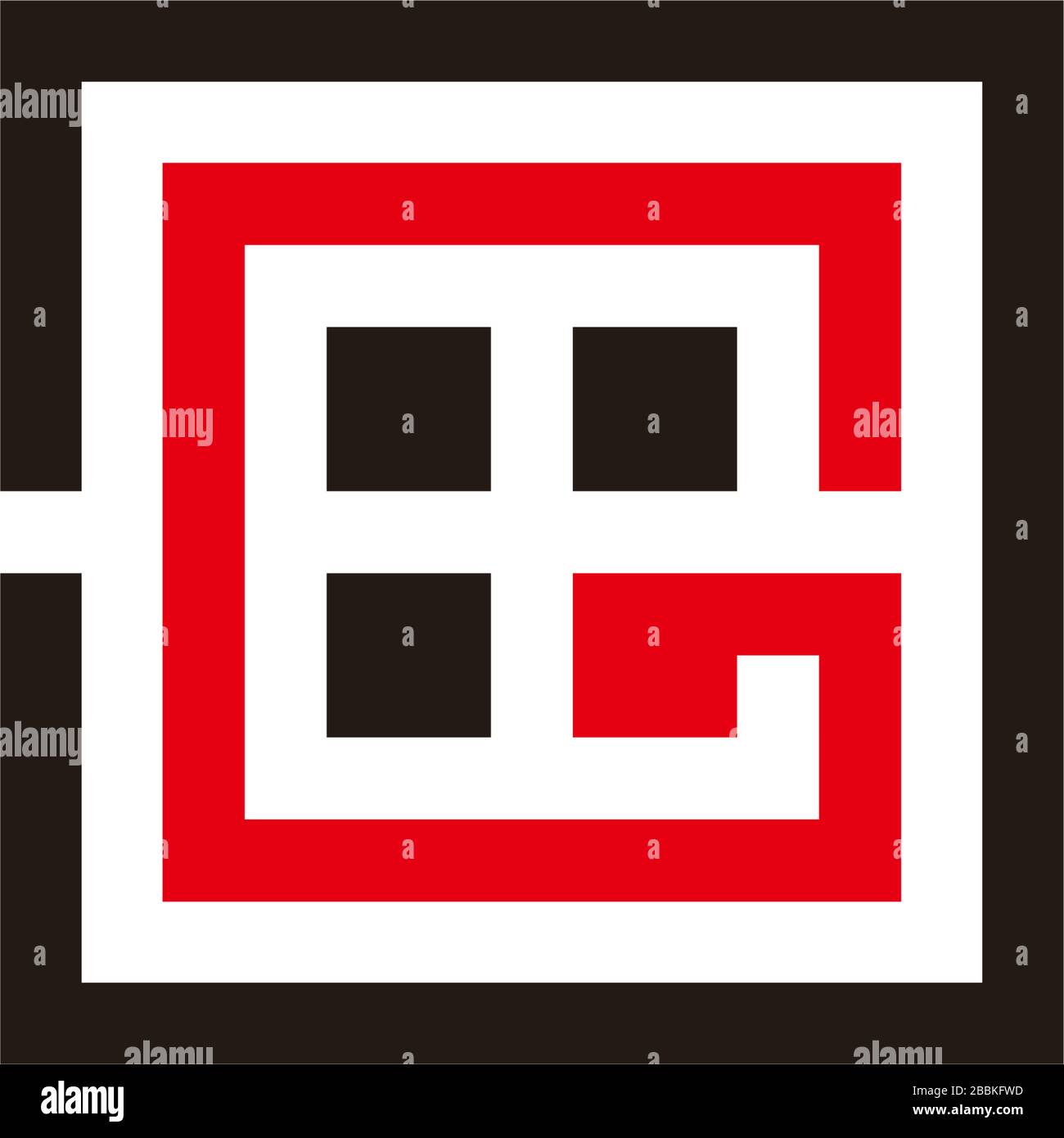 lettera astratta gc square linear geometric window symbol logo vector Illustrazione Vettoriale