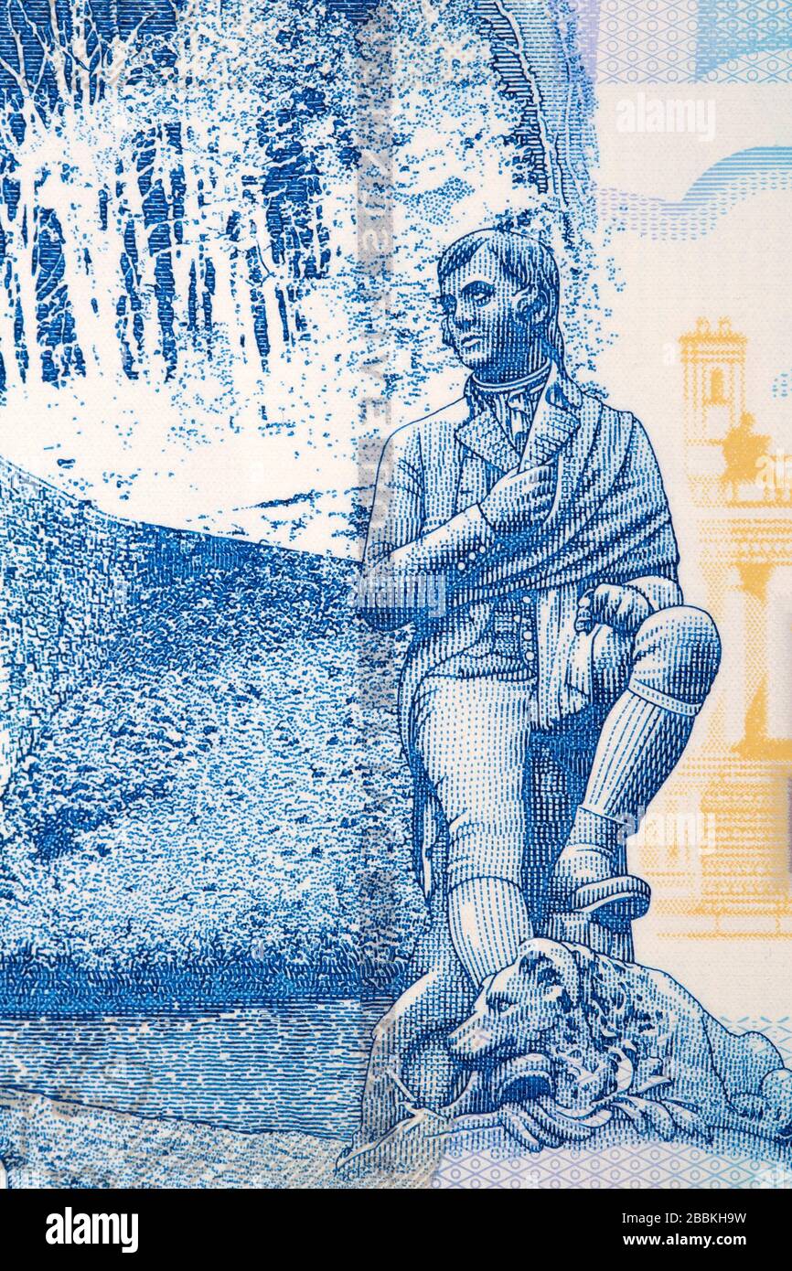 Statua di Robert Burns da soldi scozzesi Foto Stock