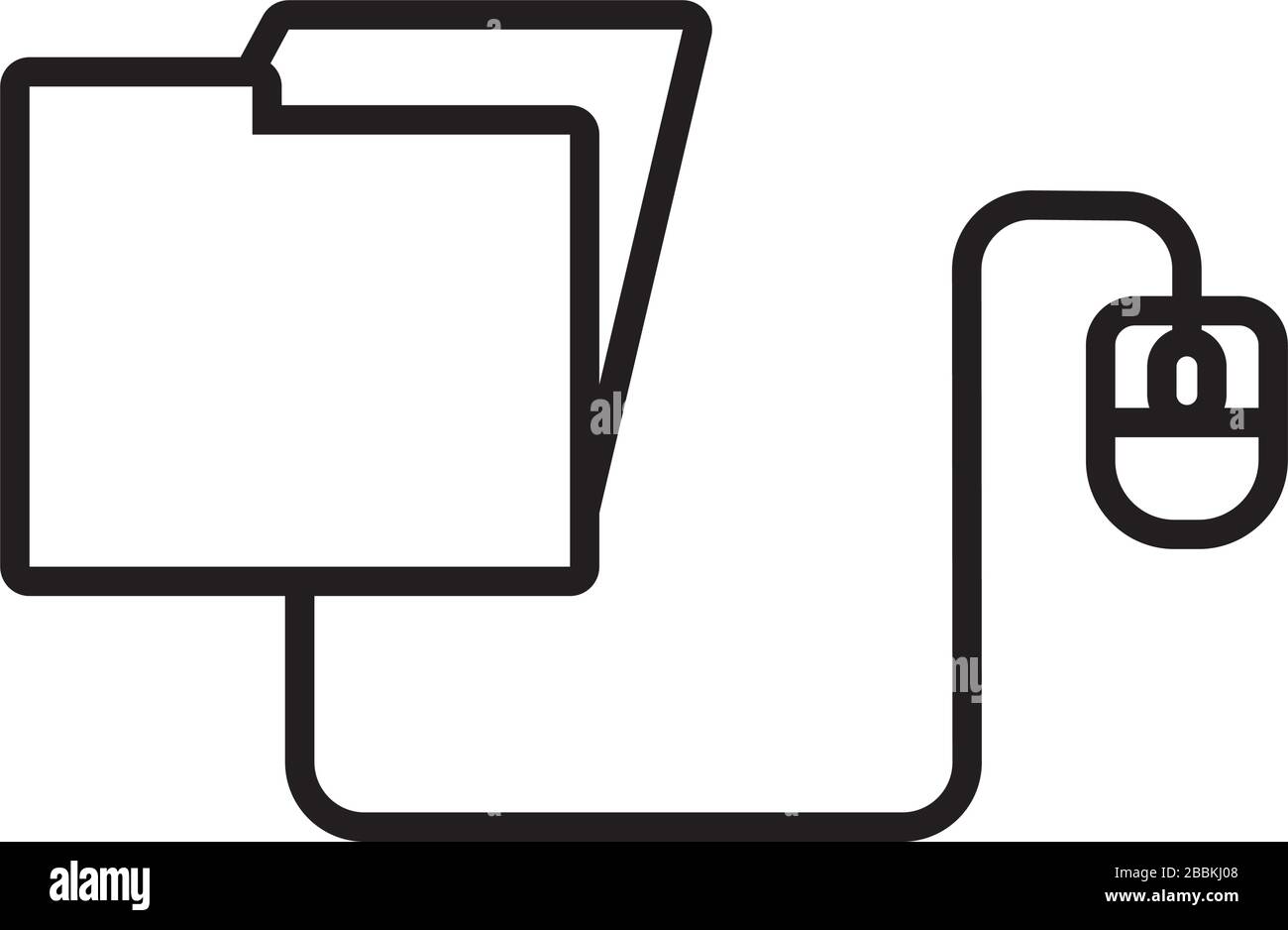 cartella con formazione del mouse stile linea in linea Illustrazione Vettoriale