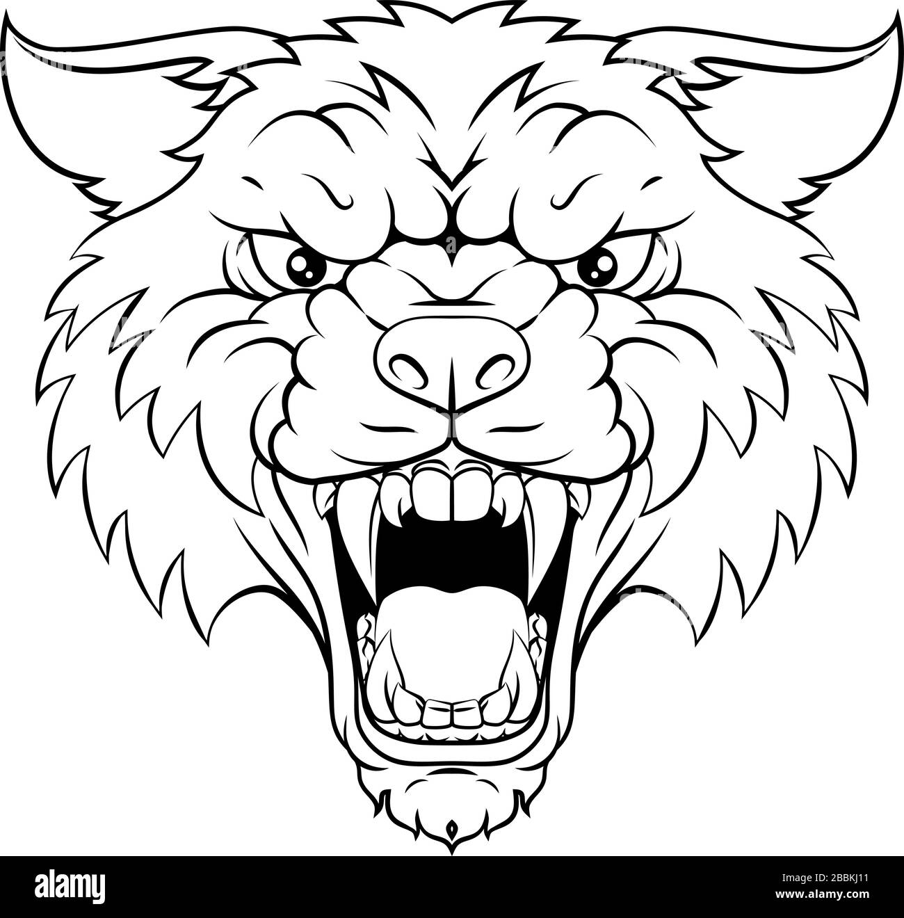 Lupo o Werewolf mostro spaventoso cane Angry mascot Illustrazione Vettoriale