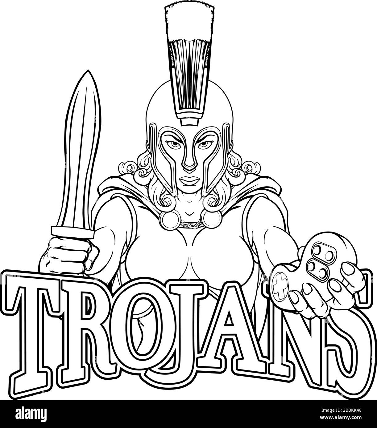 Spartan Trojan Gladiator Gamer donna guerriero Illustrazione Vettoriale