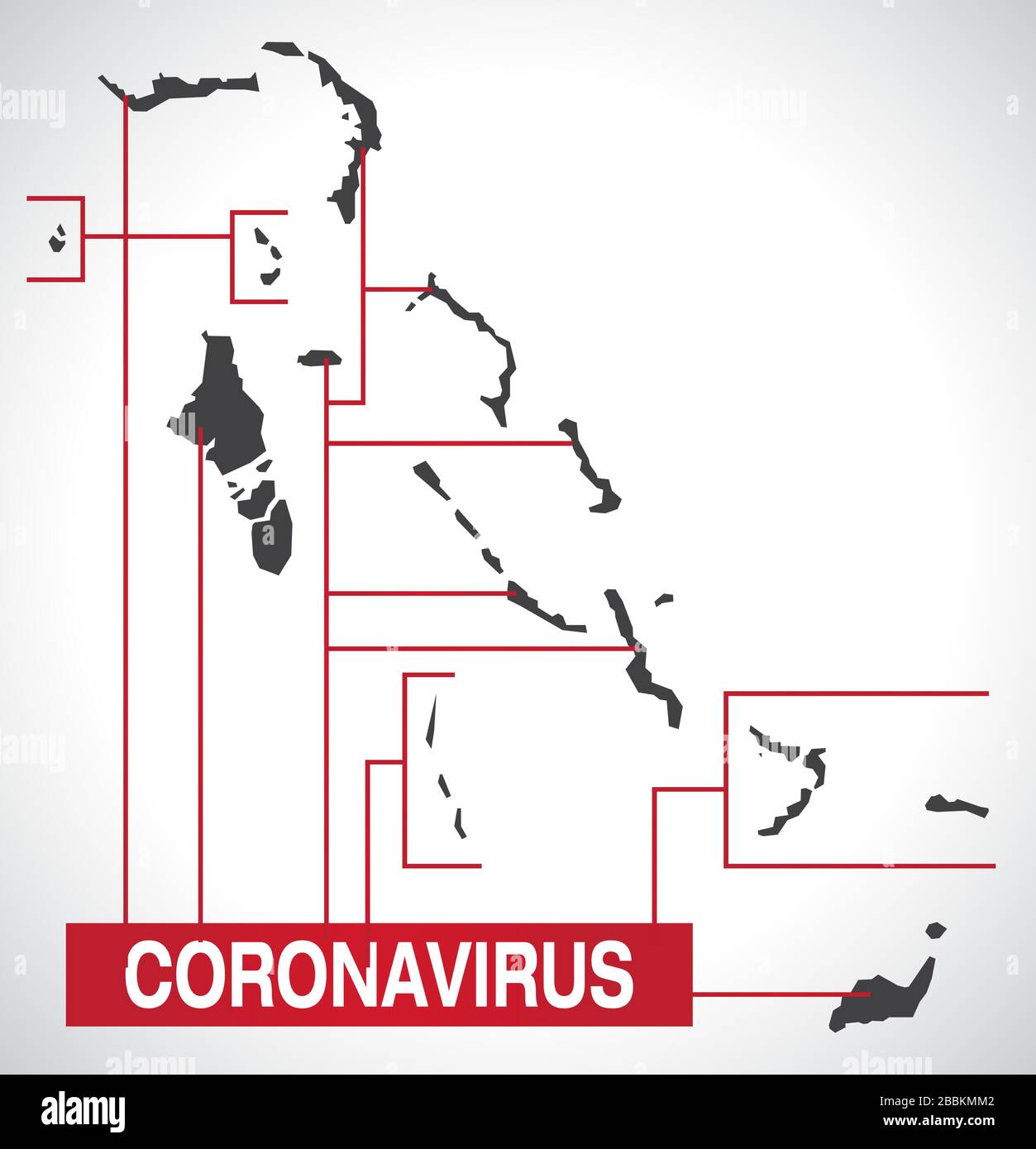 Mappa delle Bahamas con illustrazione di avvertimento Coronavirus Illustrazione Vettoriale
