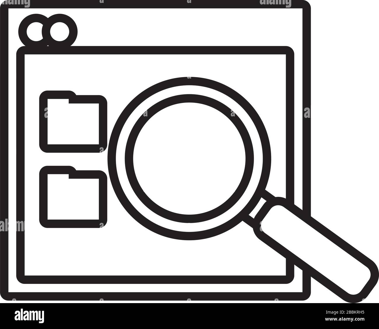 pagina web modello con stile linea lente di ingrandimento Illustrazione Vettoriale