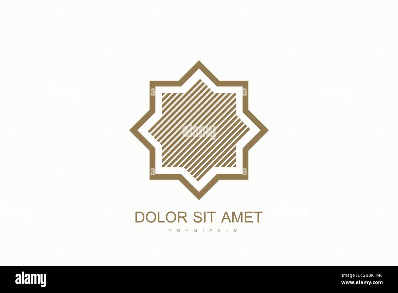 Stile del modello di disegno con logo vettoriale arabo. Logo dell'icona piatta degli Emirati Arabi Uniti Dubai. Emblema per prodotti di lusso, boutique, gioielli, cosmetici orientali Illustrazione Vettoriale