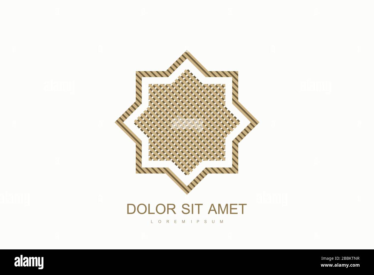 Stile del modello di disegno con logo vettoriale arabo. Logo dell'icona piatta degli Emirati Arabi Uniti Dubai. Emblema per prodotti di lusso, boutique, gioielli, cosmetici orientali Illustrazione Vettoriale