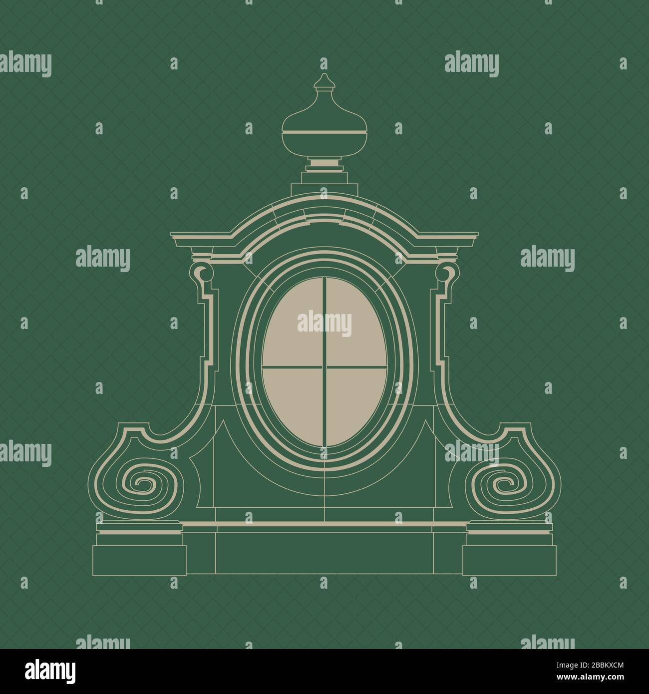 Finestra decorativa ovale dormer. Oggetto vettore isolato. Illustrazione Vettoriale