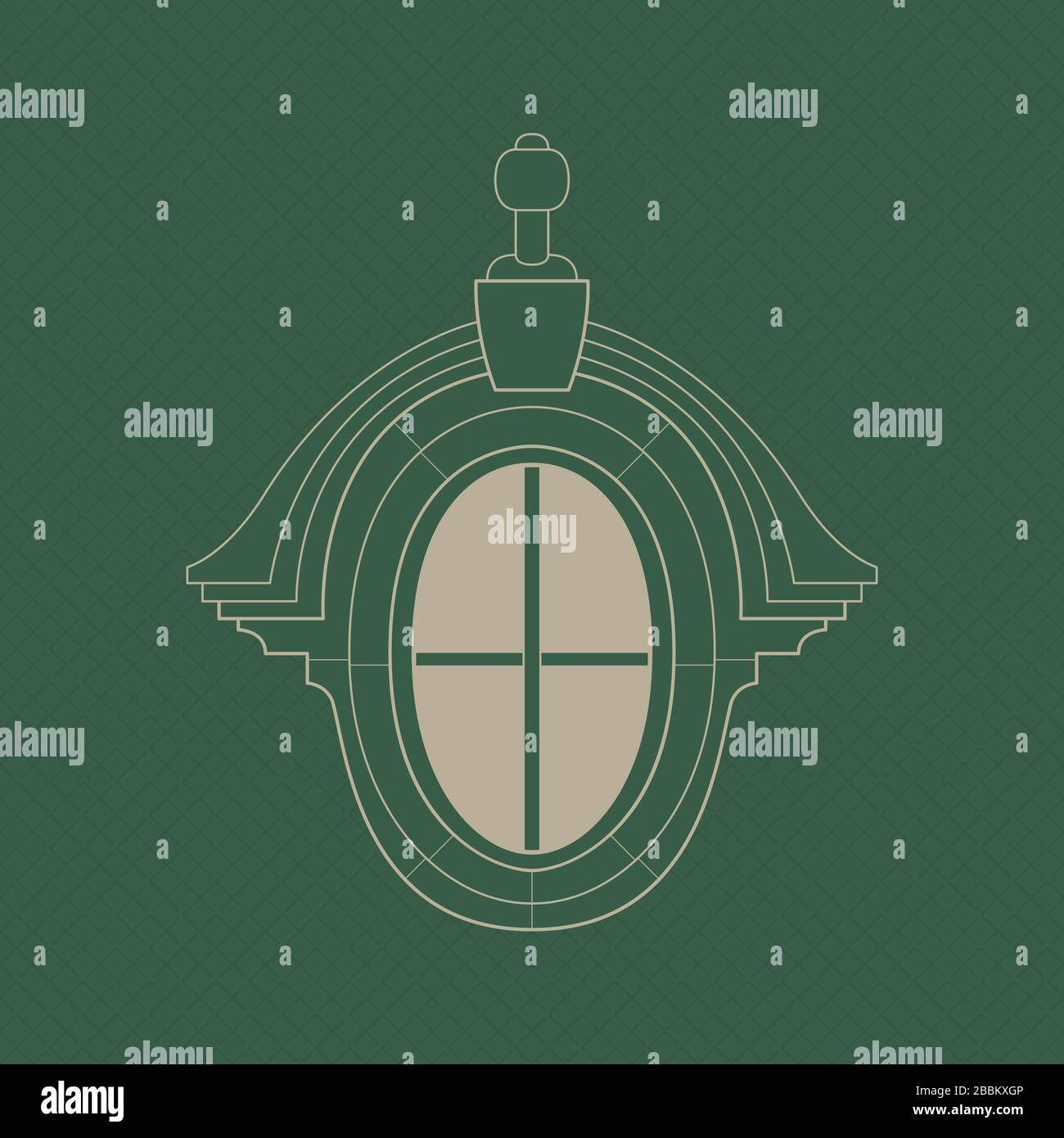 Finestra decorativa ovale dormer. Oggetto vettore isolato. Illustrazione Vettoriale