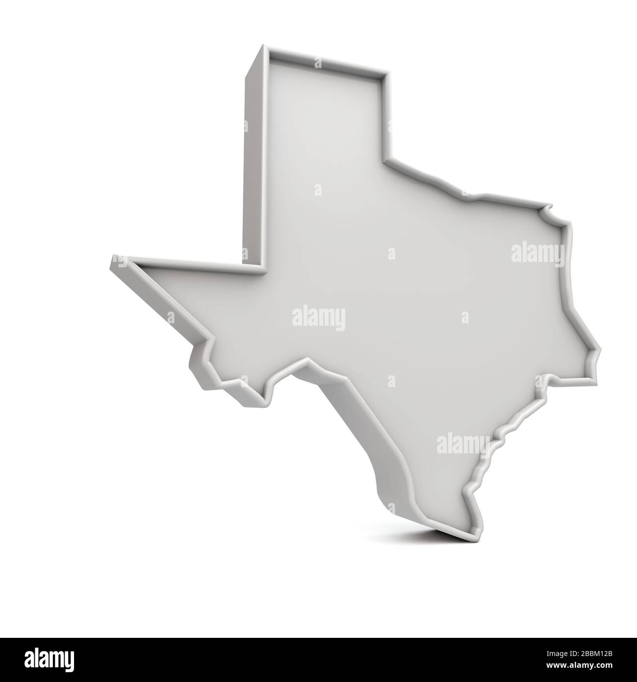 Stato americano del Texas, semplice mappa 3D in grigio bianco. Rendering 3D Foto Stock
