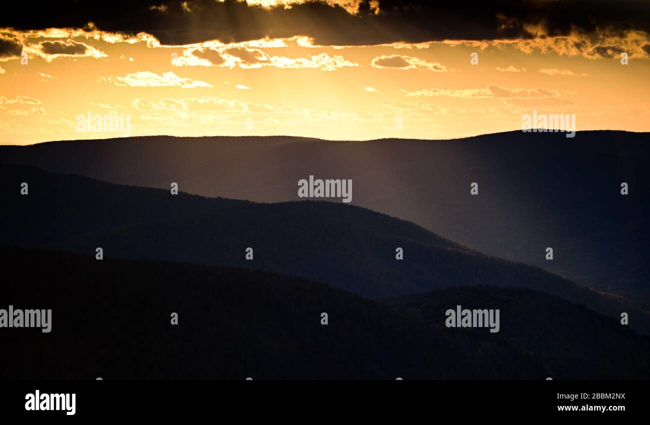 Tramonto su Mount Greylock, Massachusetts Foto Stock