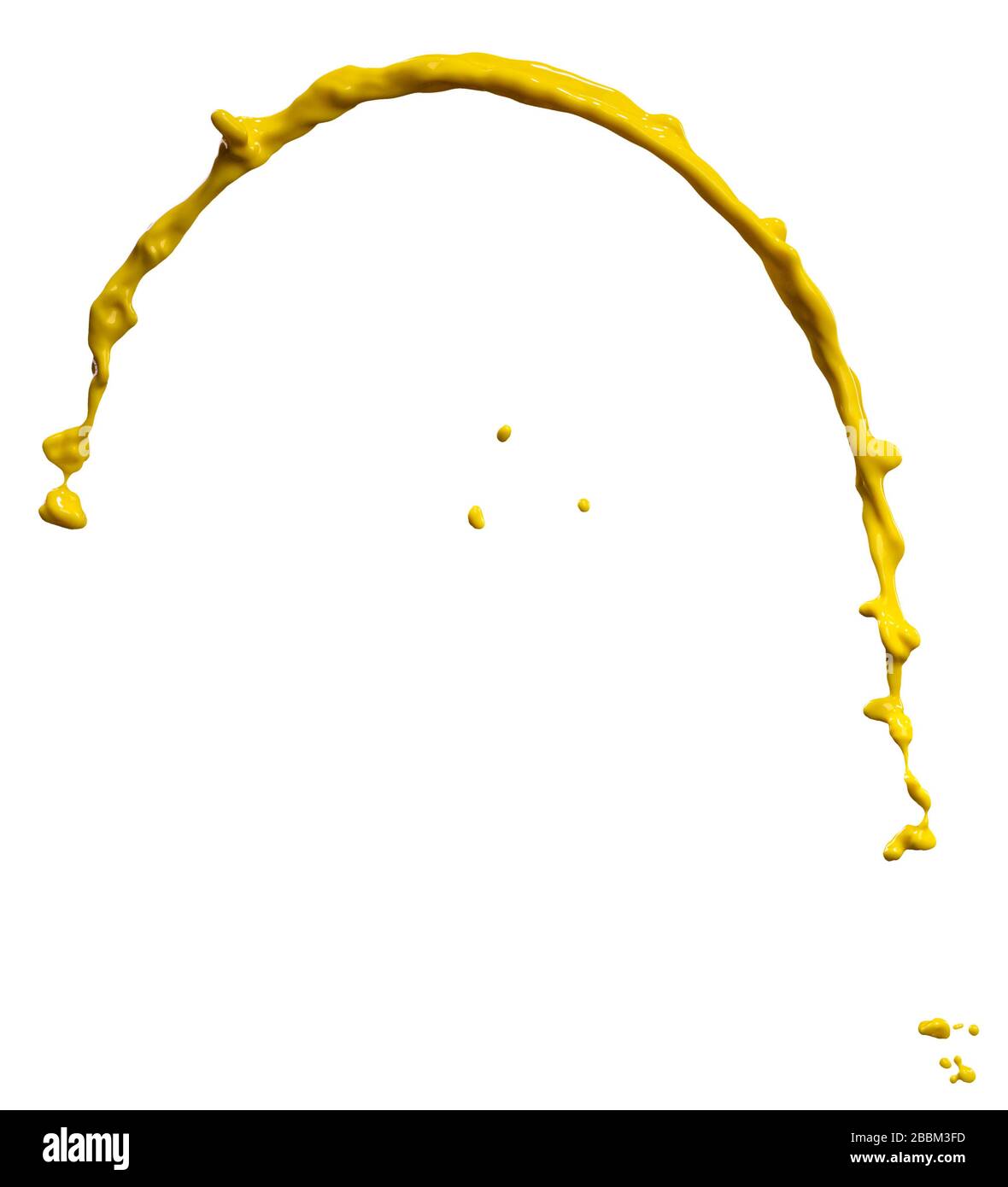 Splendida vernice gialla splash isolati su sfondo bianco Foto Stock