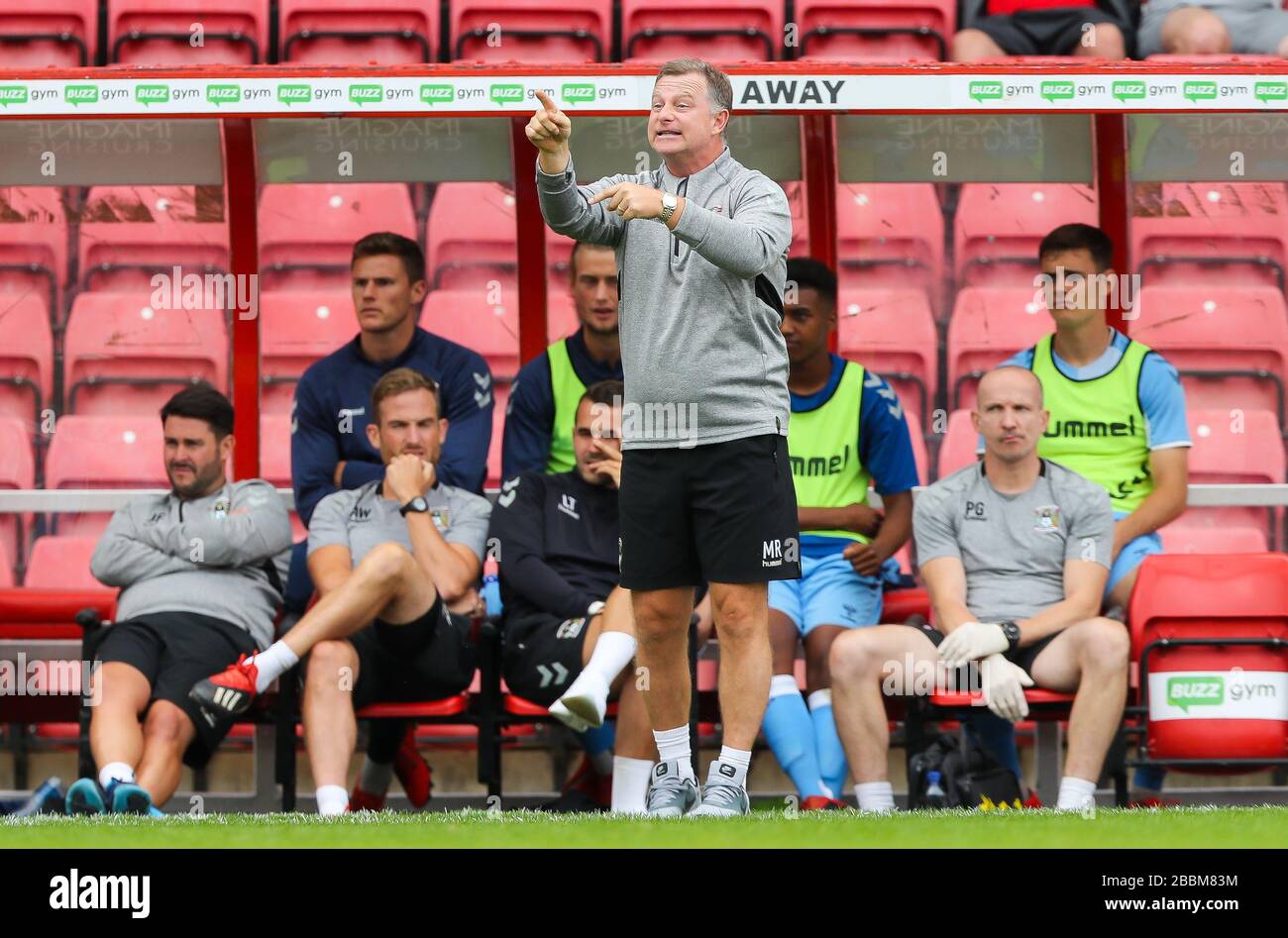 Mark Robins, responsabile della città di Coventry, durante la partita pre-stagionale presso la zona della contea di Energy Check Foto Stock