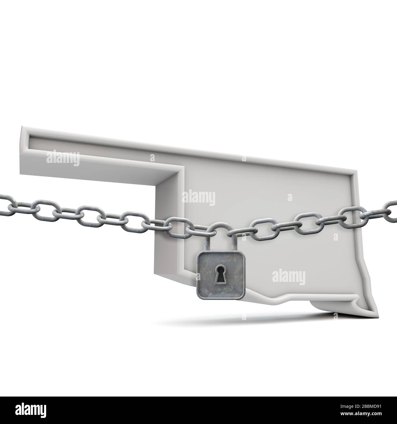 Stato americano di Oakahoma, sotto blocco. Rendering 3D Foto Stock
