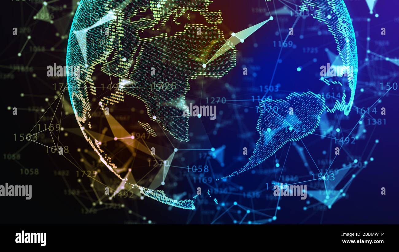 Concetto di rete, di comunicazione di internet. 3d'illustrazione. Foto Stock