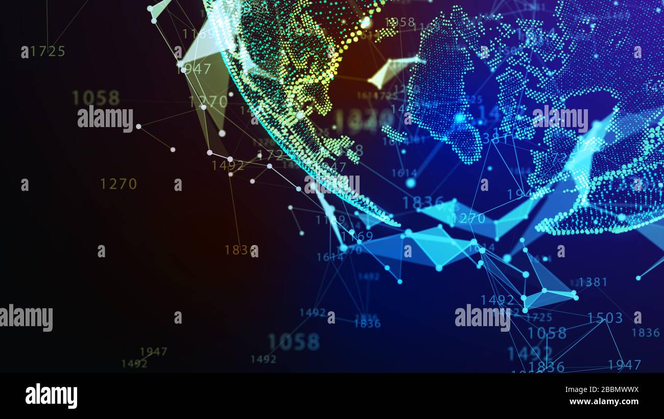 Concetto di rete, di comunicazione di internet. 3d'illustrazione. Foto Stock