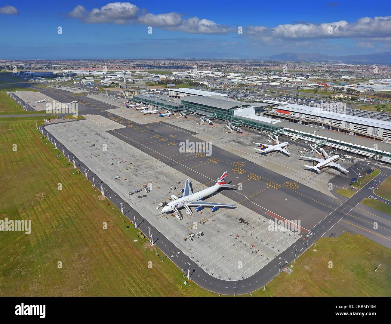 Foto aerea dell'aeroporto internazionale di Città del Capo Foto Stock