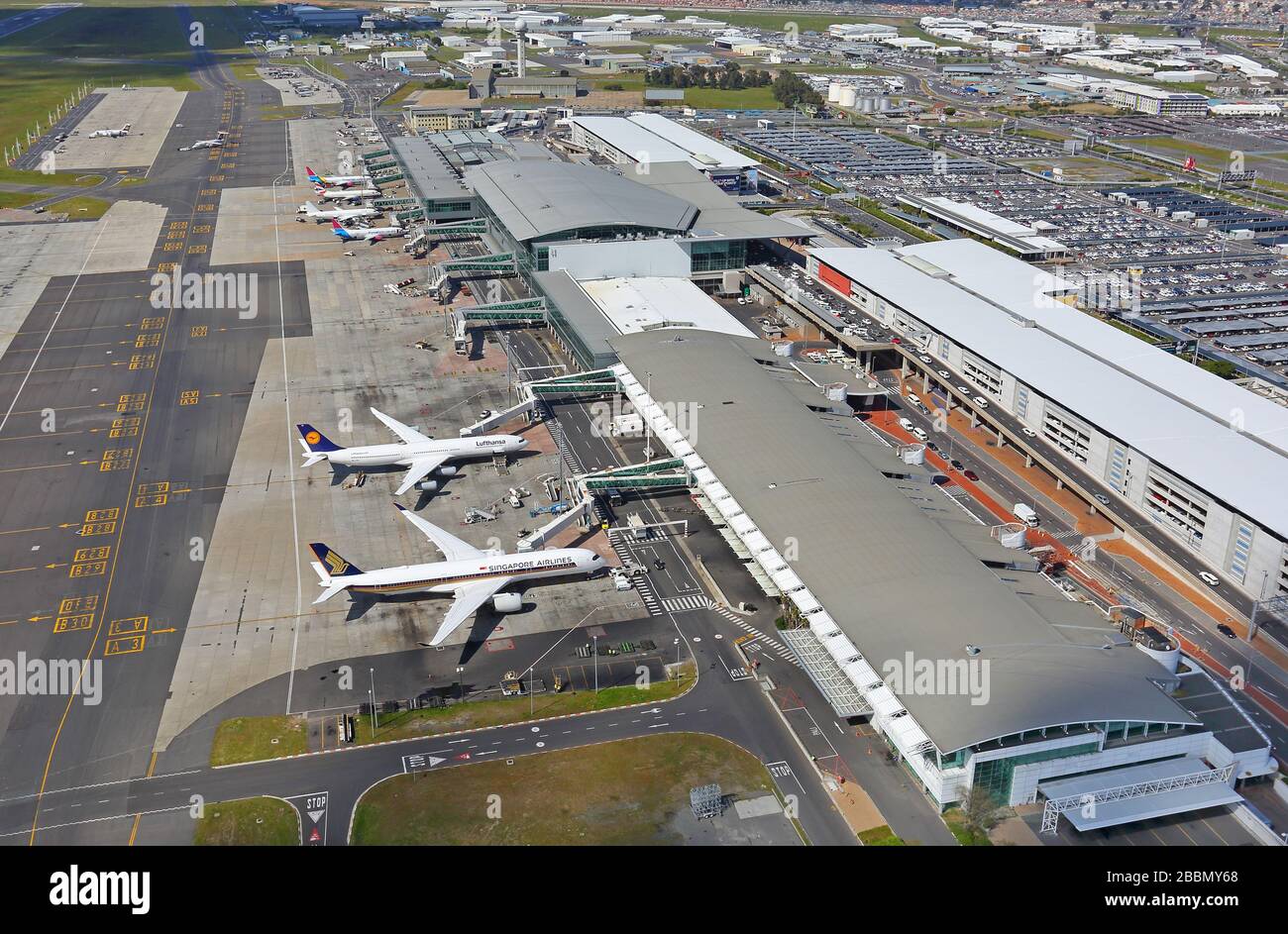 Foto aerea dell'aeroporto internazionale di Città del Capo Foto Stock