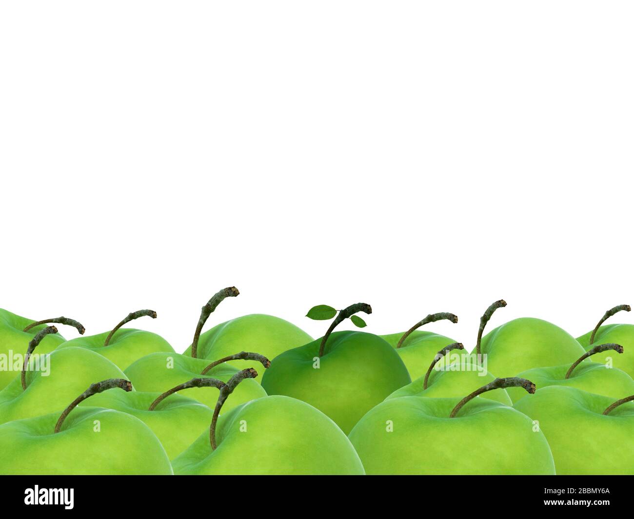mele verdi closeup concetto di sicurezza orizzontale di fondo Foto Stock
