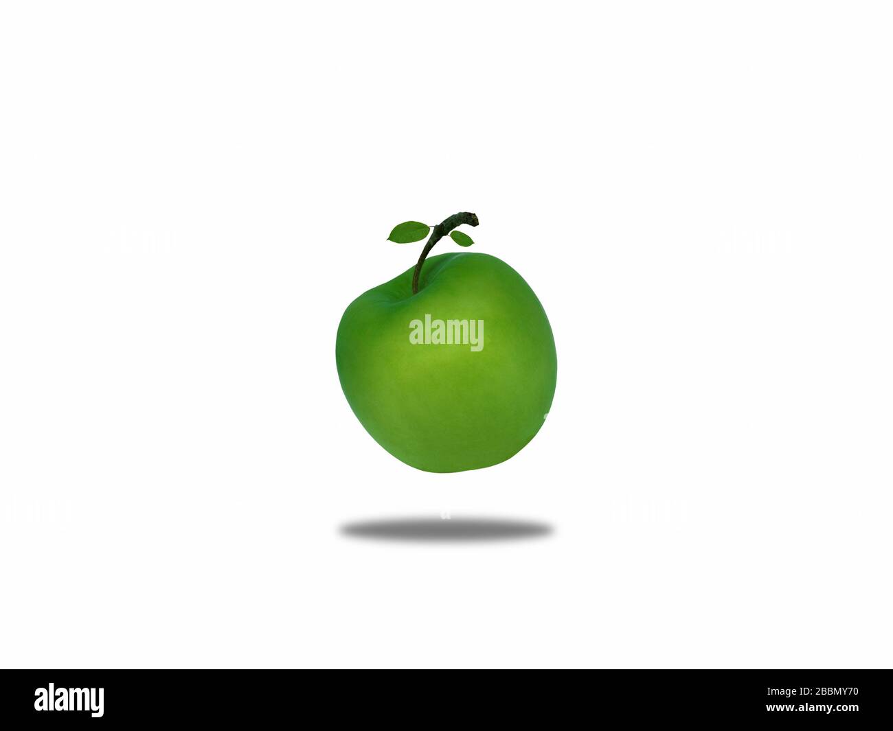 mela verde solo concetto di individualità orizzontale di sfondo Foto Stock