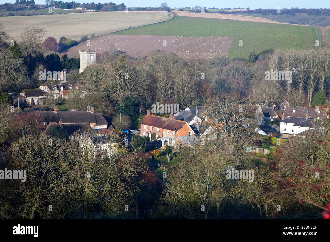 Il villaggio di Ebbesbourne Wake in Wiltshire. Foto Stock