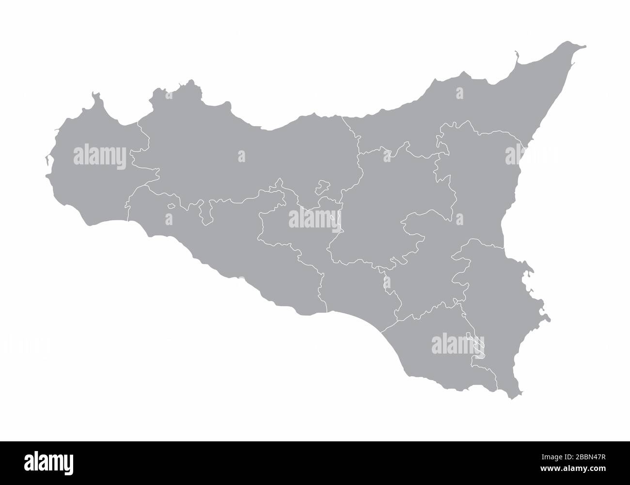 Mappa delle regioni della Sicilia Illustrazione Vettoriale