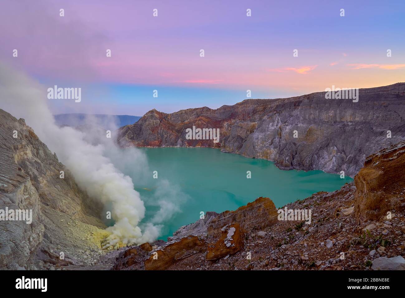Vulcano Monte Ijen in Giava Orientale Indonesia Foto Stock