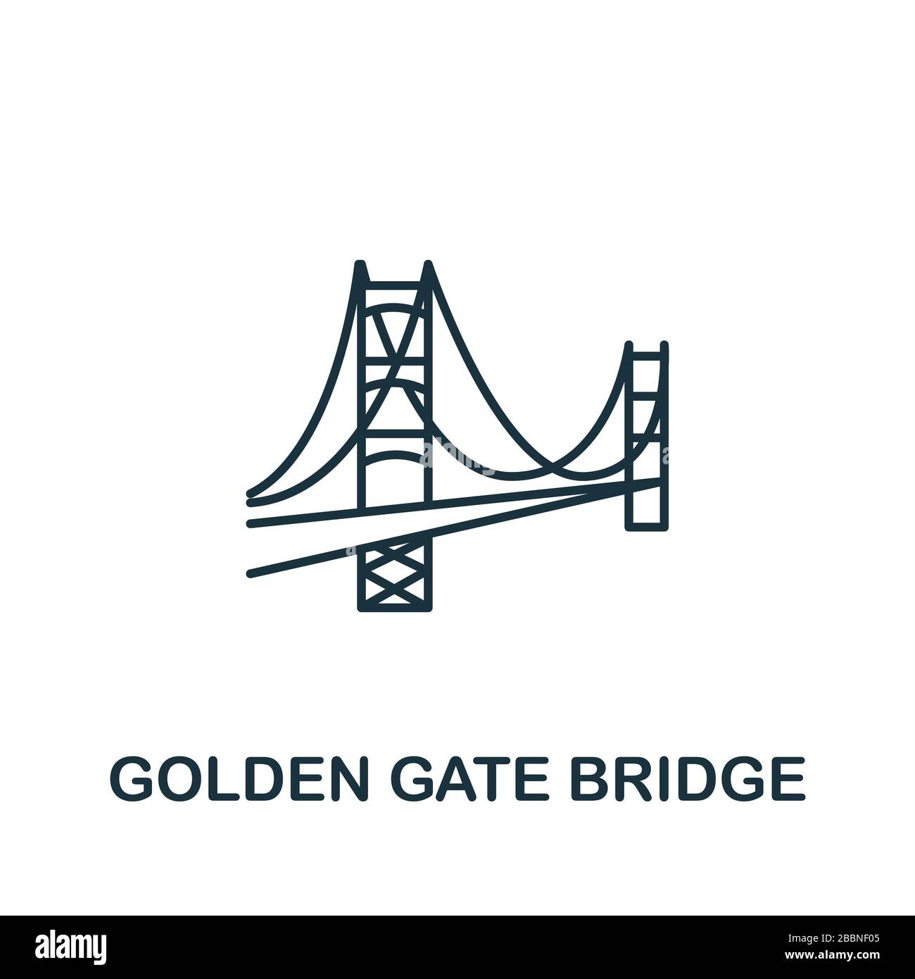Icona Golden Gate Bridge della collezione usa. Semplice linea Golden Gate Bridge icona per modelli, web design e infografiche Foto Stock