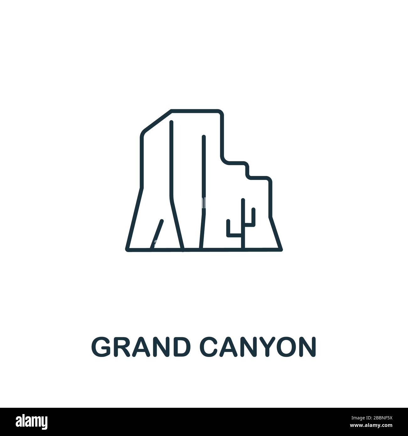 Icona del Grand Canyon dalla collezione usa. Icona del Grand Canyon di linea semplice per modelli, web design e infografiche Foto Stock