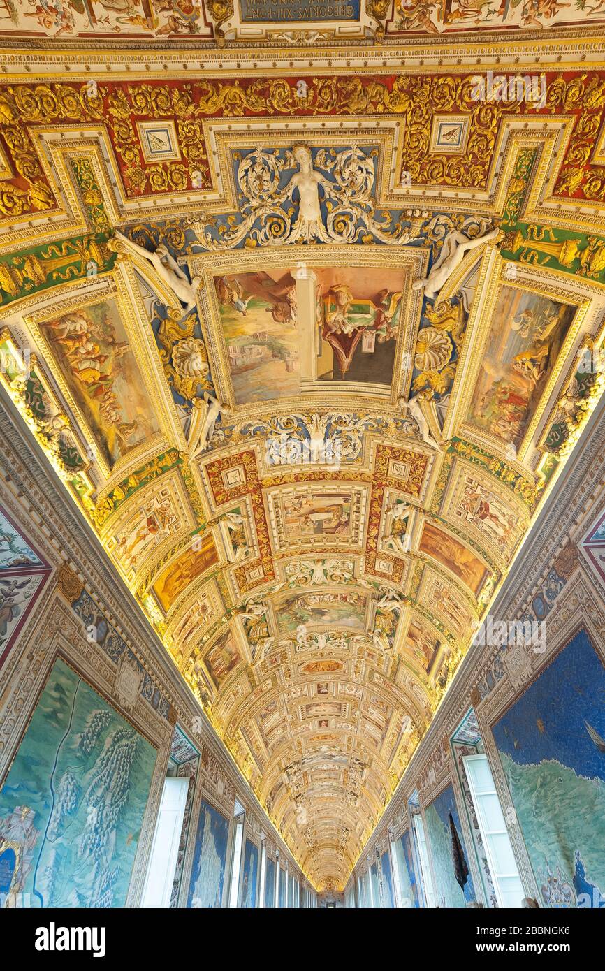 6 ottobre 2018. Galleria di mappe geografiche nel Museo Vaticano. Vaticano Foto Stock