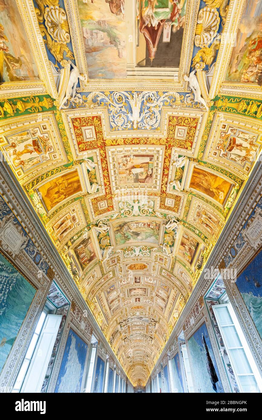 6 ottobre 2018. Galleria di mappe geografiche nel Museo Vaticano. Vaticano Foto Stock