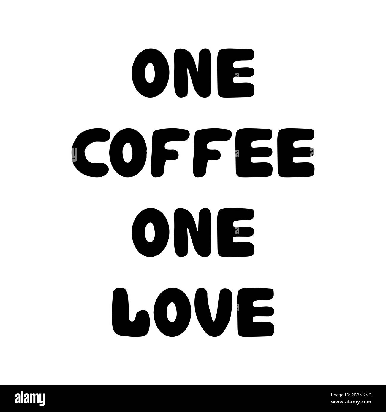 Un caffè un amore. Bella mano disegnato bauble lettering. Isolato su sfondo bianco. Illustrazione dello stock. Illustrazione Vettoriale