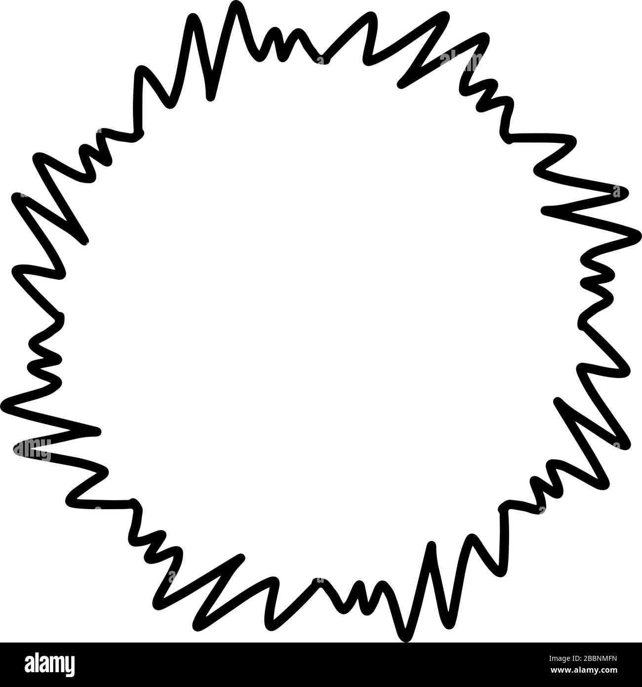 Cornice a zig-zag con doodle astratto. Isolato su sfondo bianco. Illustrazione dello stock. Illustrazione Vettoriale