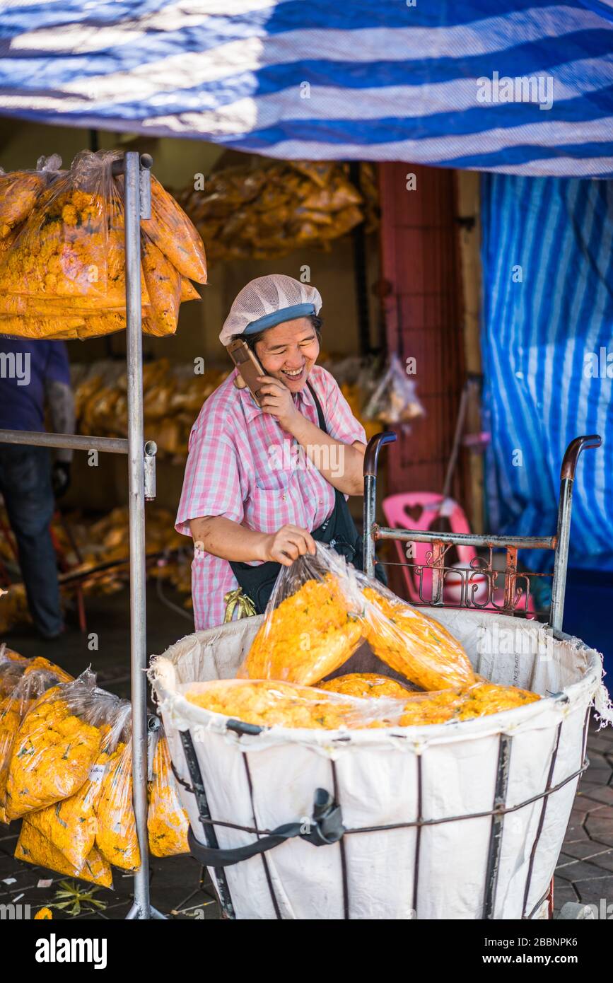 Mercato dei fiori, Bangkok, Thailandia, Asia Foto Stock