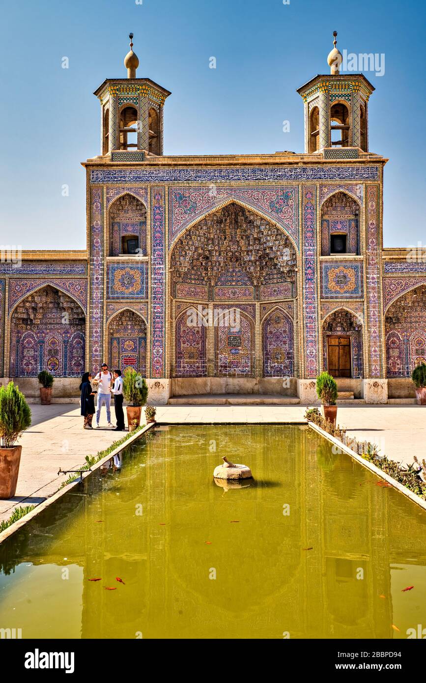 Moschea Nasir-ol-molk o Moschea Rosa a Shiraz, Iran Foto Stock