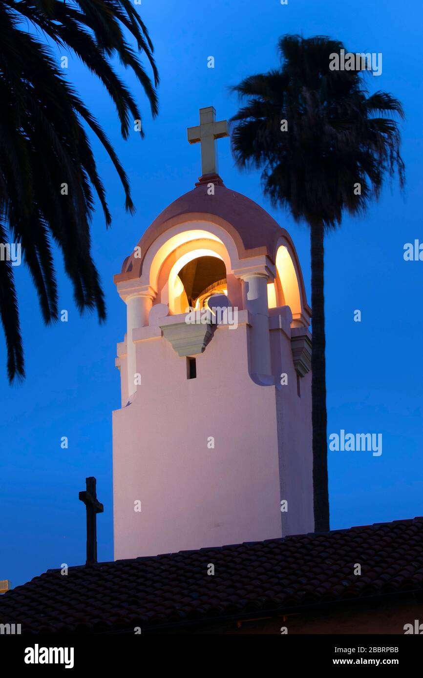 Campanile, Missione San Rafael Arcangel, San Rafael, California Foto Stock