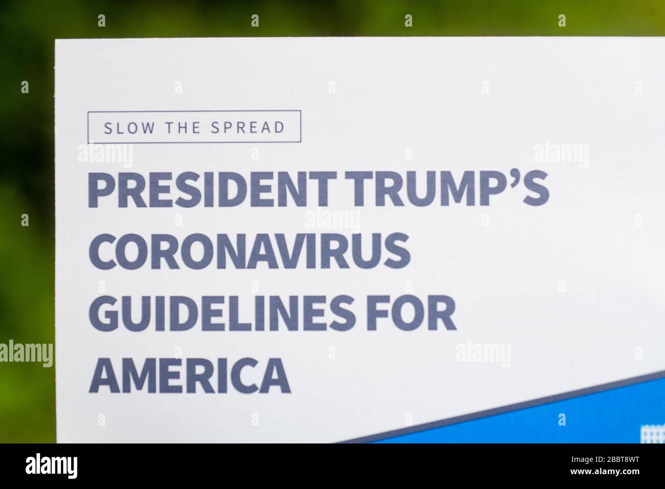 USA le linee guida per Coronavirus del presidente Trump per la spedizione di massa in America Foto Stock