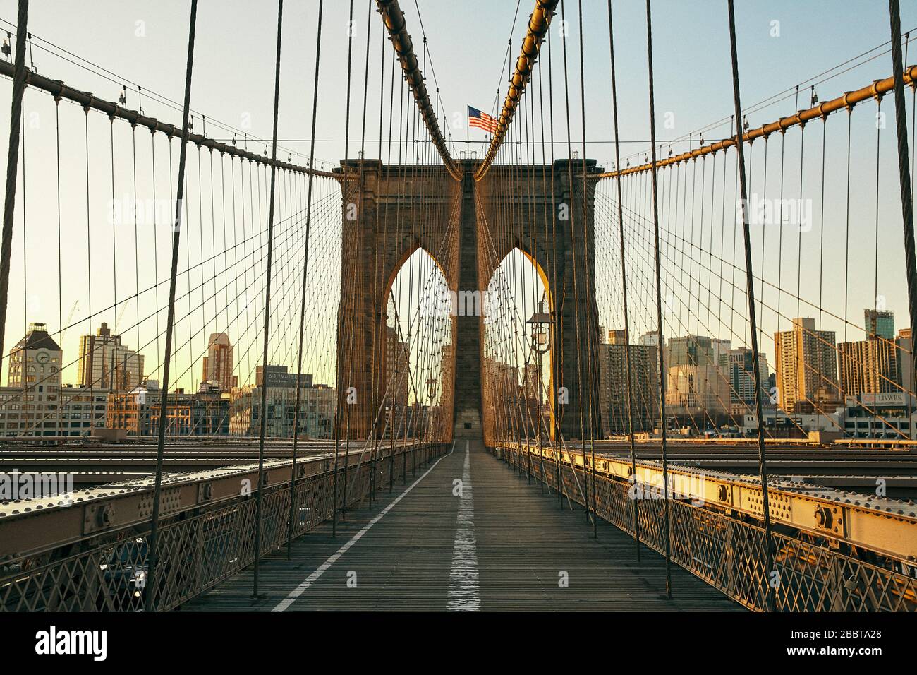 Ponte di Brooklyn vuoto Foto Stock