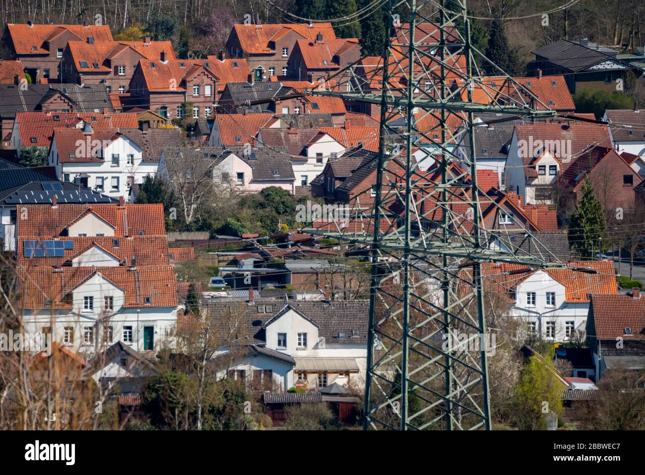 Ex insediamento operaio alla Eisenstrasse, Herne, zona della Ruhr, Germania, Foto Stock