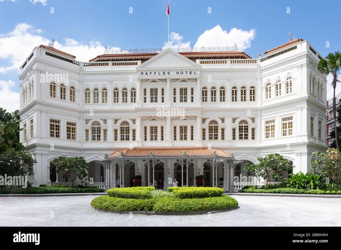 Ingresso principale, Raffles Hotel Singapore, Beach Road, Civic District, Central Area, Singapore Foto Stock