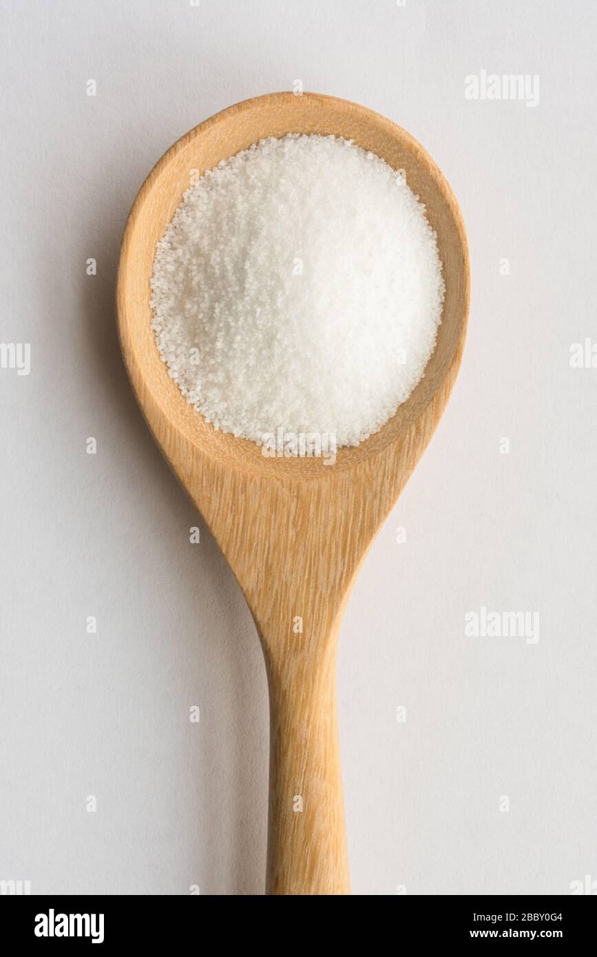 Acido citrico su cucchiaio di legno Foto Stock