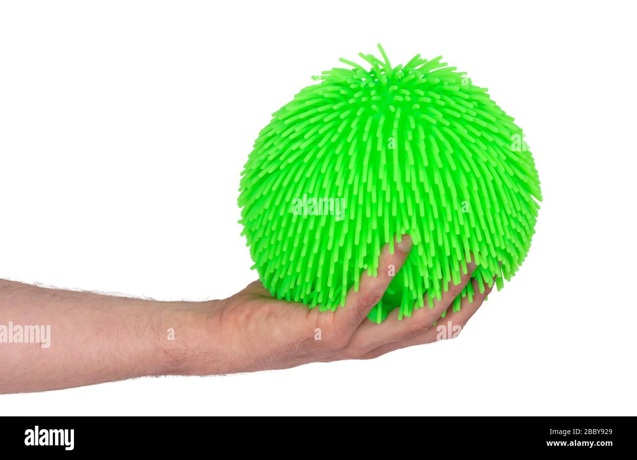 Virus come una palla di gomma morbida isolata su sfondo solido Foto Stock